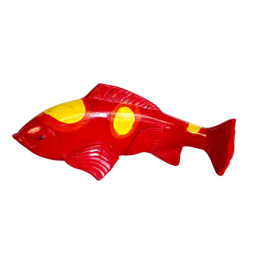 Ceramic Koi Fish Figurine, Orange and Red Koi Fish Sculpture