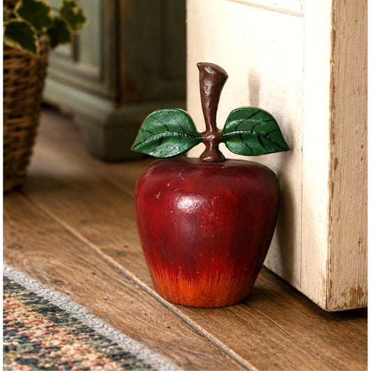 Vintage Cast Iron Apple Door Stop Red Heavy Duty Home Decor Farmhouse Teacher