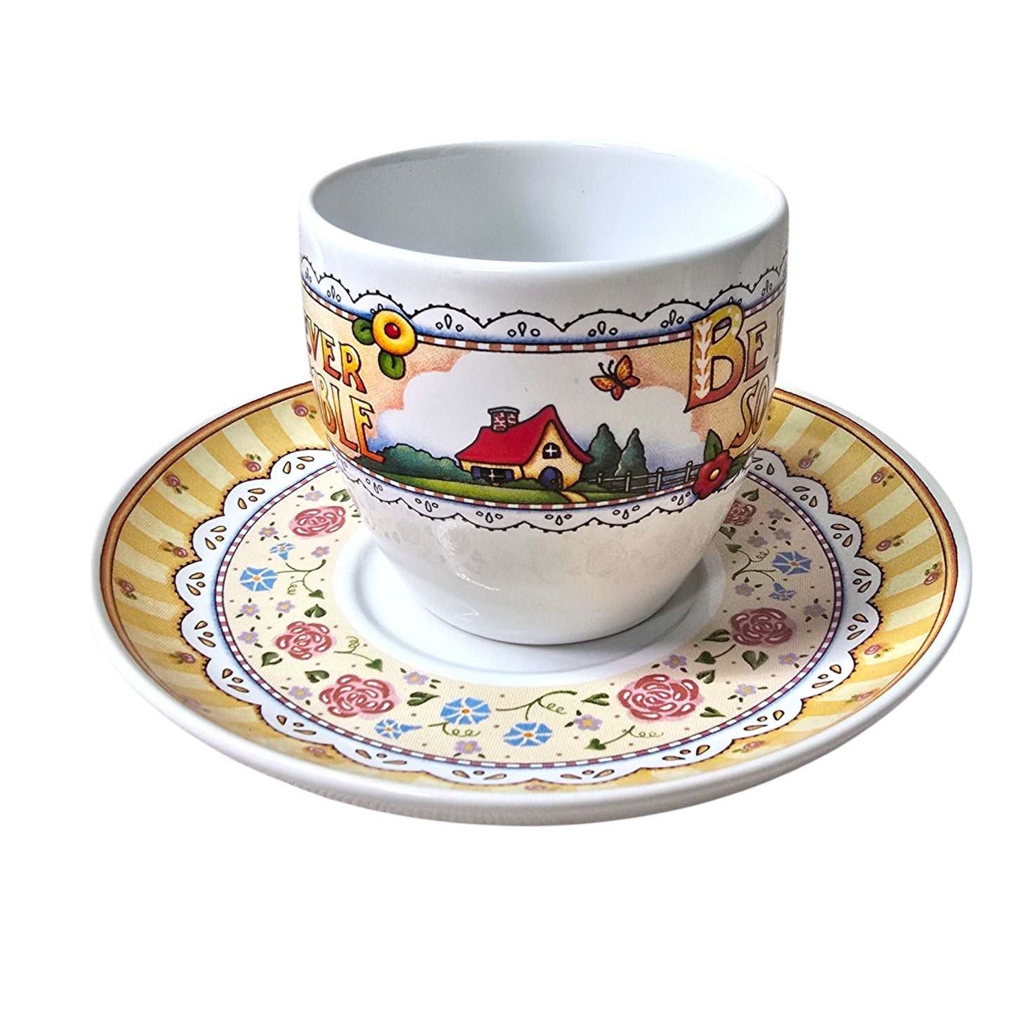 Mary Engelbreit “Be It Ever So Humble” Cup & Saucer and Wall Art
