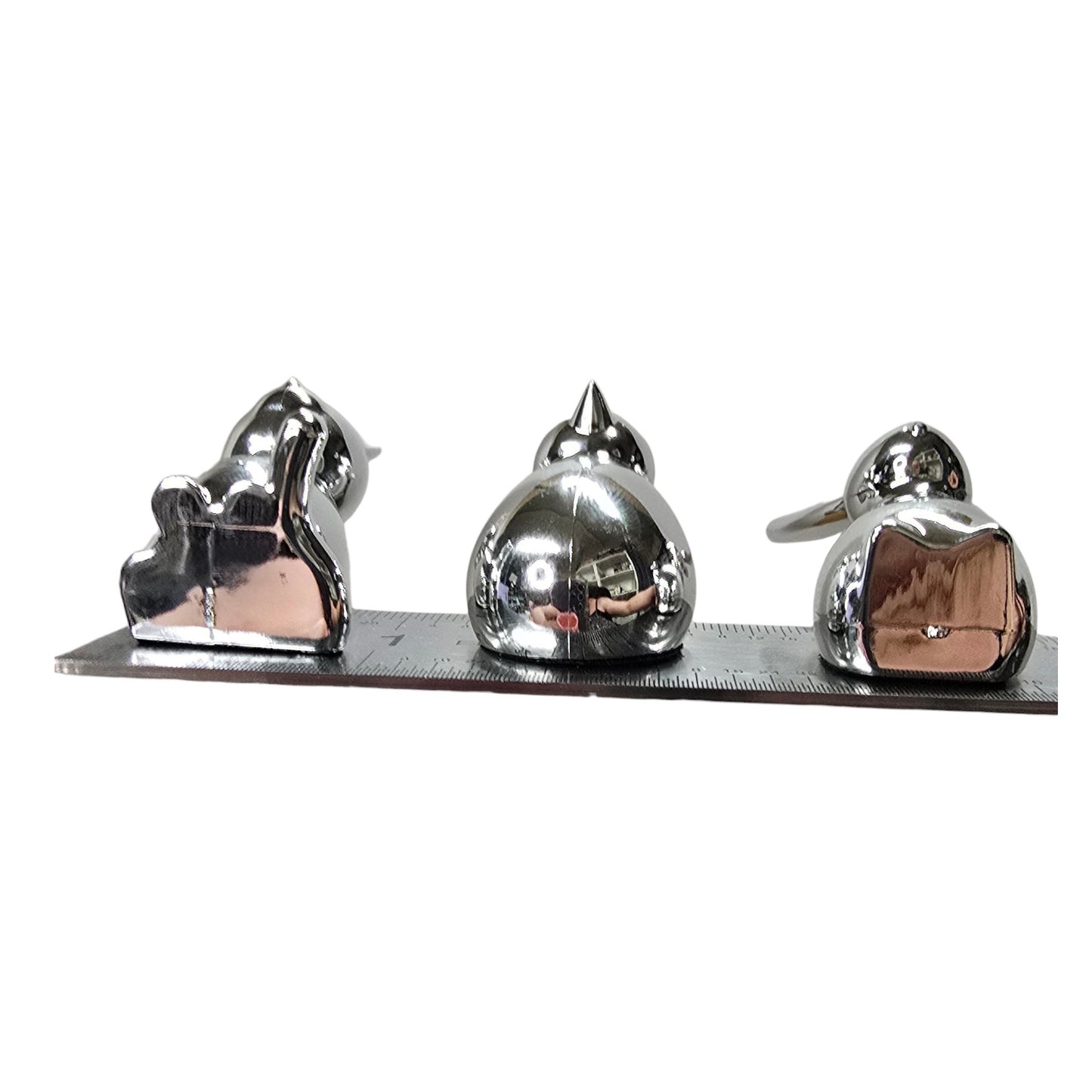 Umbra NOW Menagerie Magnets Set 3 Chrome Cat Bird Bunny Animal Figurine NIB