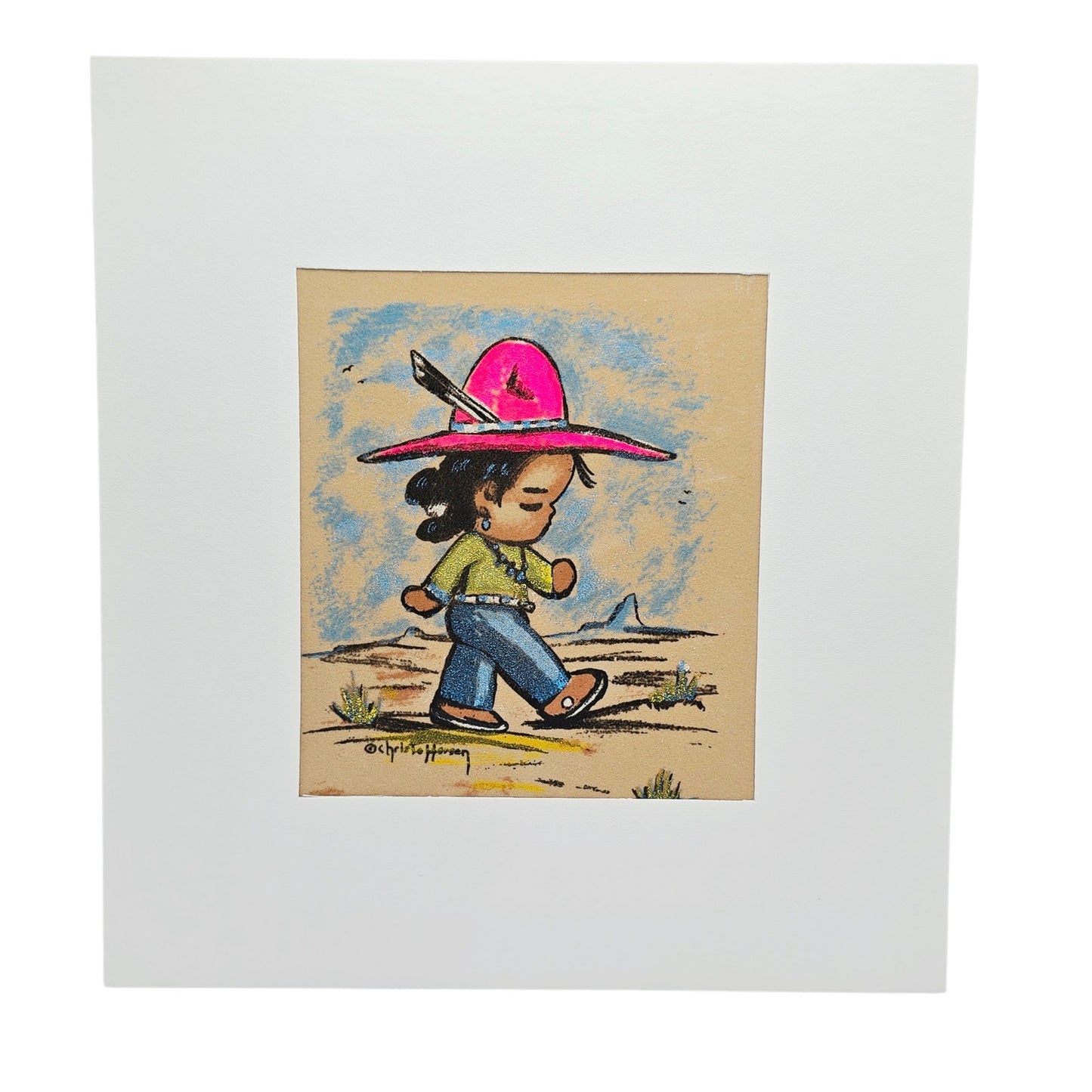 Gerda Christoffersen Signed Tewa Silk Screen Print Native American Child Papoose