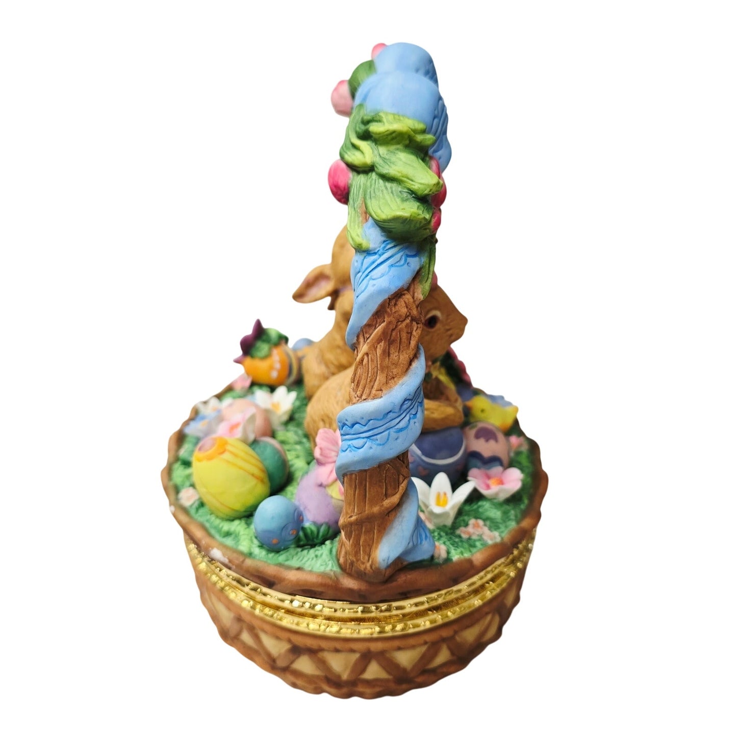 Large 9" Porcelain Easter Bunny Basket Lidded Centerpiece