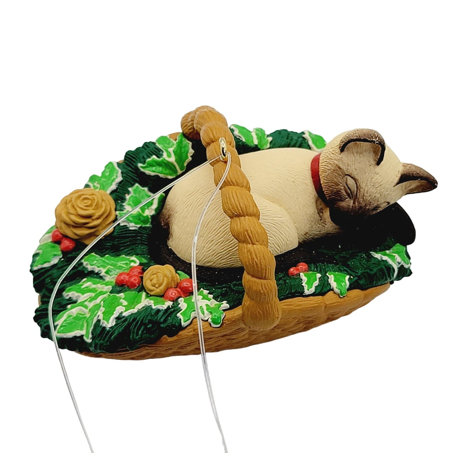 Hallmark Sleeping Siamese Cat Basket 1996 Ornament Cat Naps Series Signed Dill