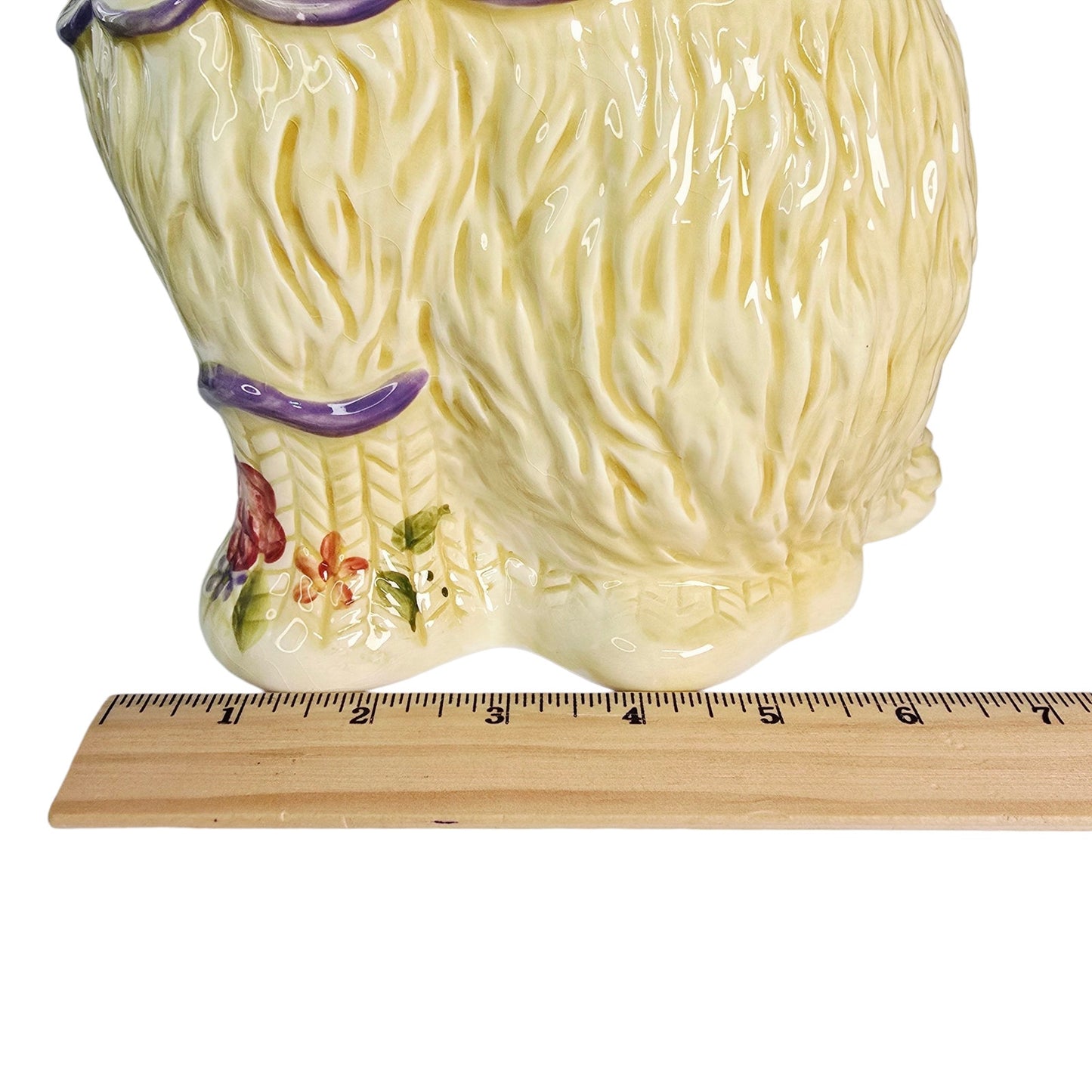 Block Puss 'n Boots Ceramic Cat Cookie Jar Floral Adorable Cat