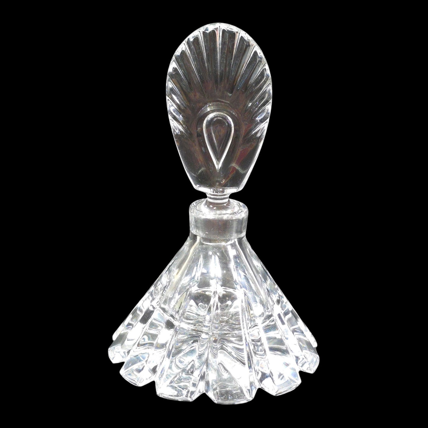 Vintage Art Deco Crystal Perfume Bottle with Stopper, 5.5" H, FLAW, Read