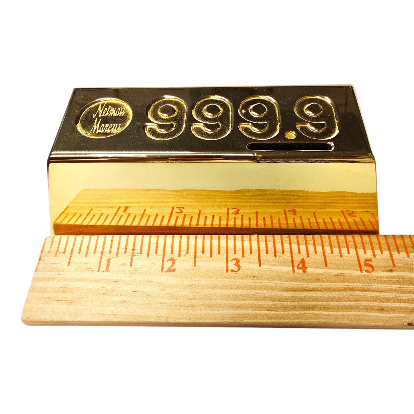 Vintage Neiman Marcus Brass Gold Bar Piggy Bank 999.9 Fine Gold Ingot Paperweight