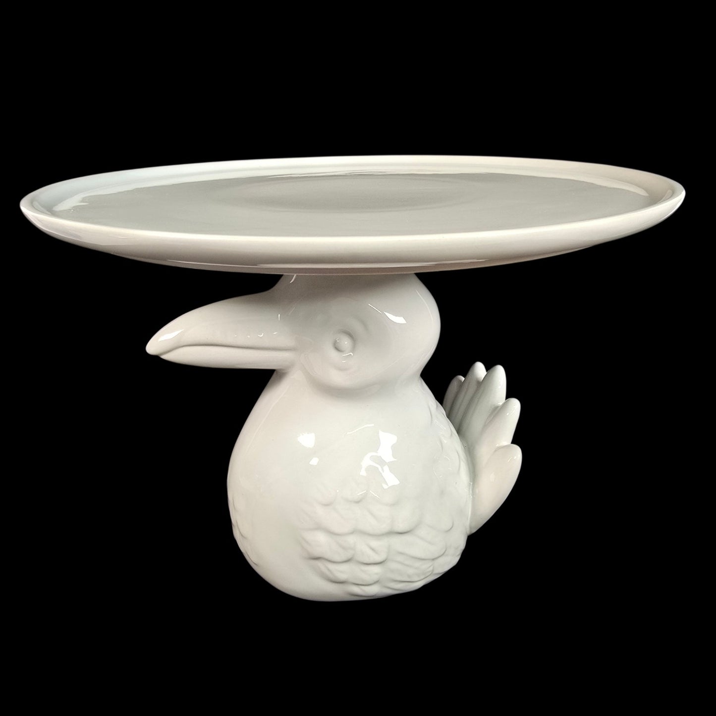 The Cellar Macy's Whimsical White Figural Toucan Ceramic Cake Stand 10.25"