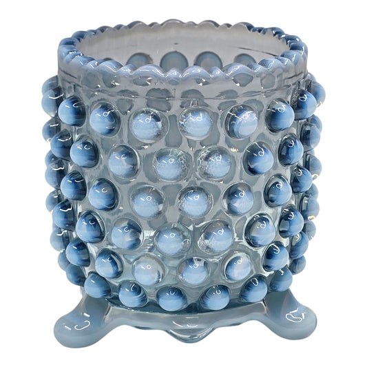 Fenton Blue Opalescent Hobnail Footed Spooner Navy Uranium Reactive Toothpick