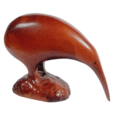 Hand-Carved Wooden Kiwi Bird, New Zealand Bird, Wooden Bird Figurine Decor