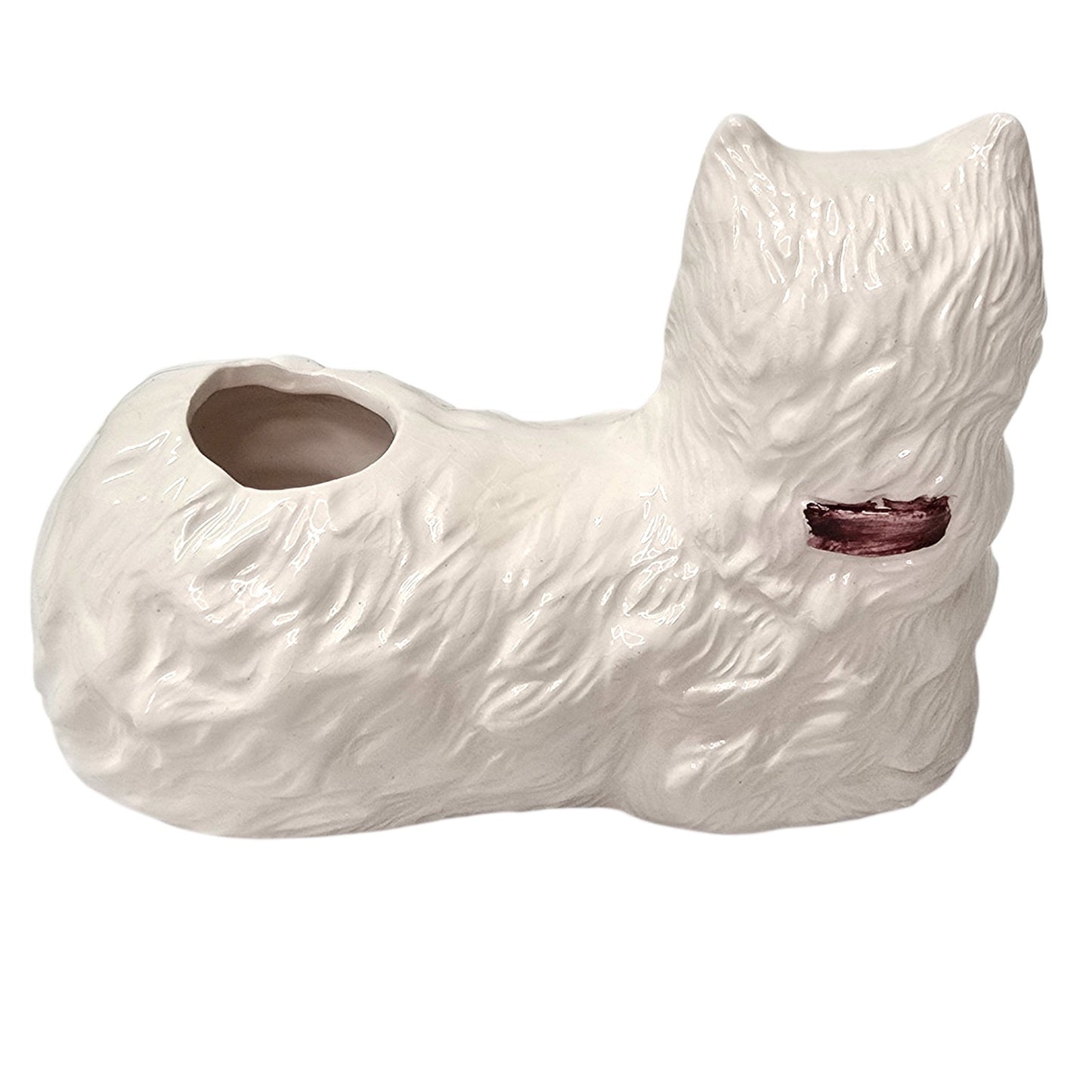 Vintage Artmark White Persian Cat Cosmetic Brush Holder - NIB