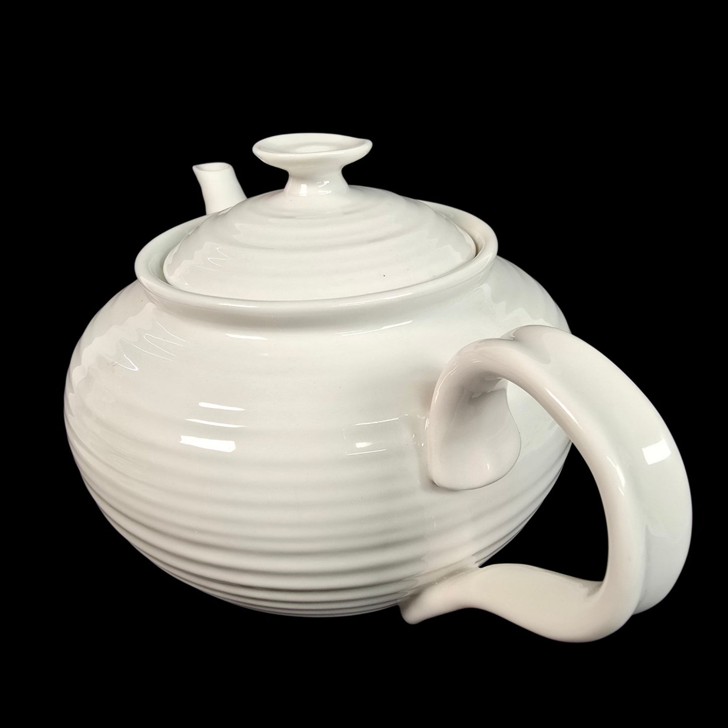 Portmeirion Sophie Conran White Teapot 2pt Rippled Ceramic Tea Pot READ