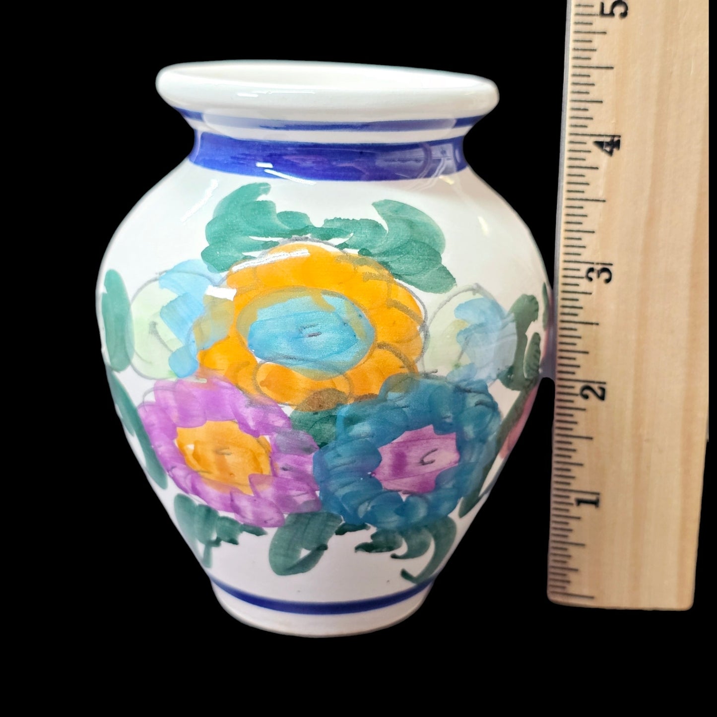 Hand Painted Floral Vase, Hand Made, Signed