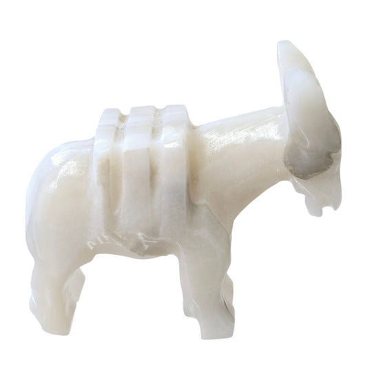 Hand Card White Onyx Burro with Pack Saddle