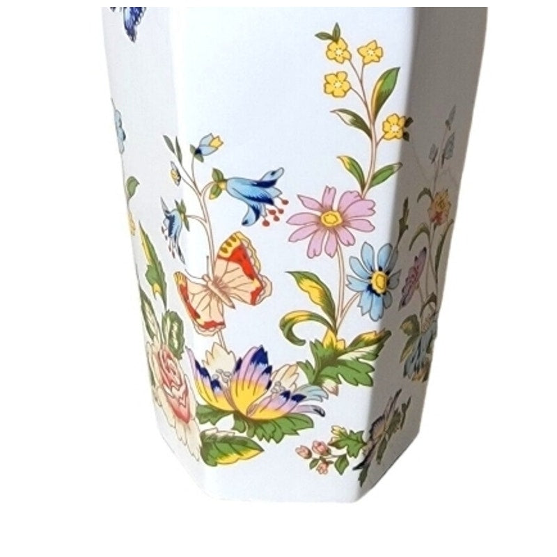 Aynsley Cottage Garden Large Hexagon Lidded Vase 9.25"