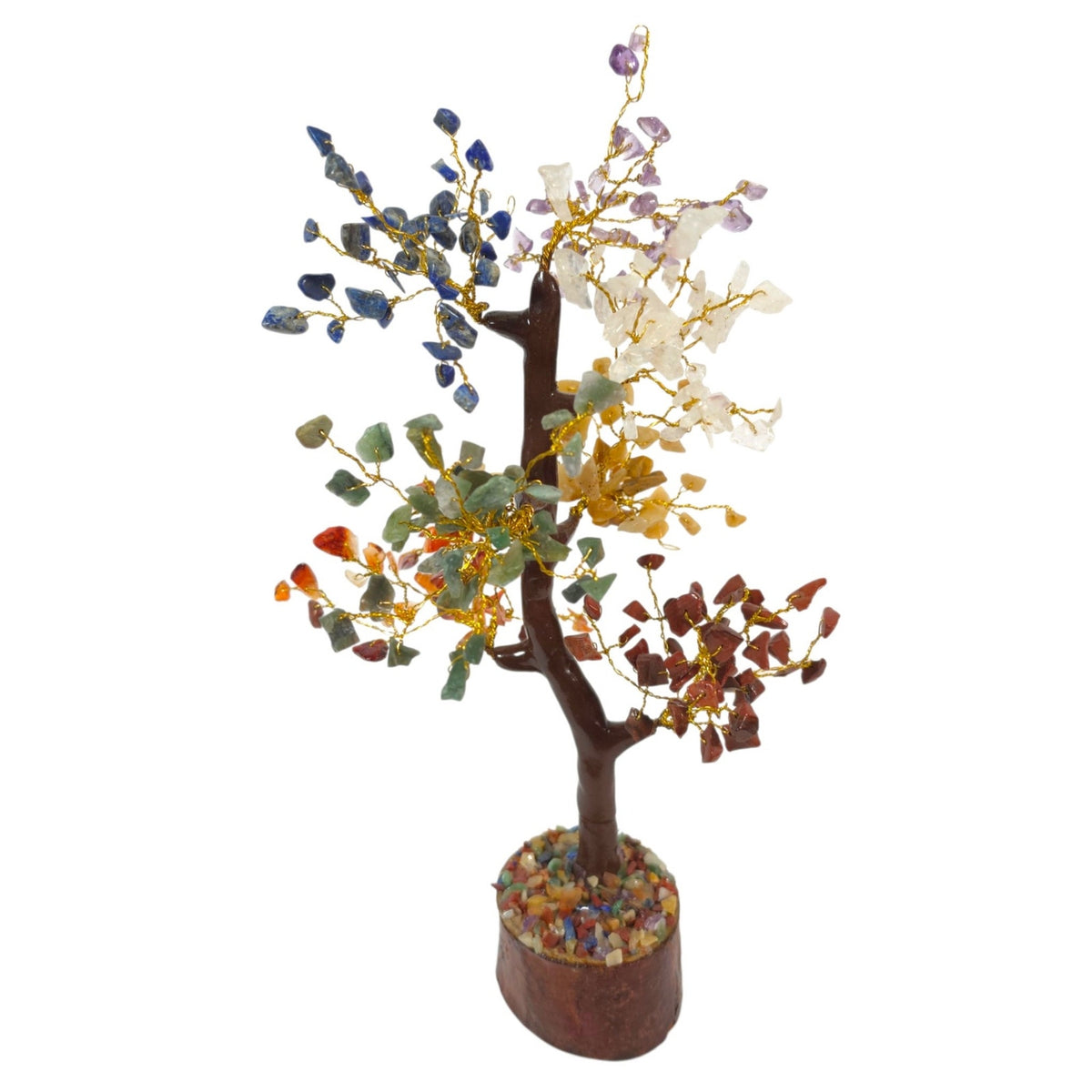 Multicolor Gemstone Bonsai Tree 7 Chakra Crystal Tree of Life Sculpture 10.5"