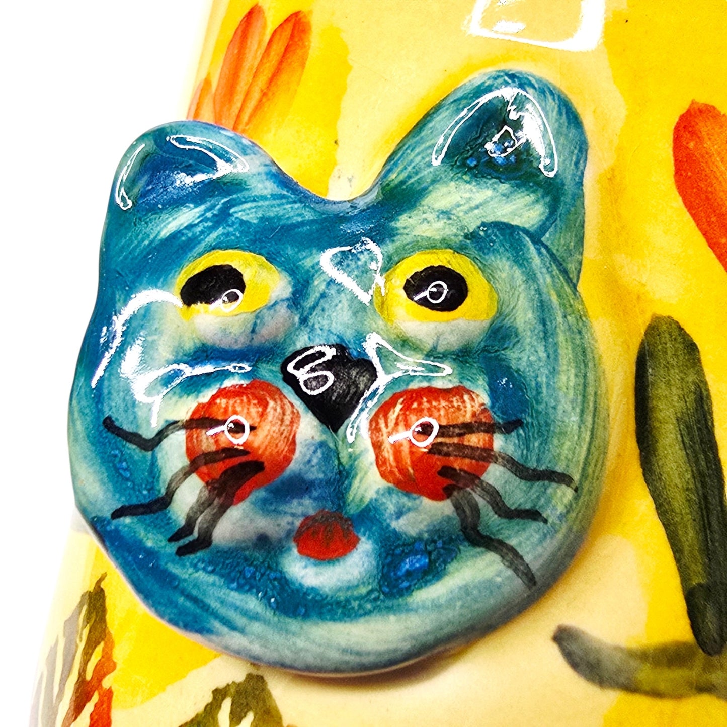 Vtg Italica ARS Italy Pottery 3D Cat Creamer Pitcher Spout Character Mug 3.25"