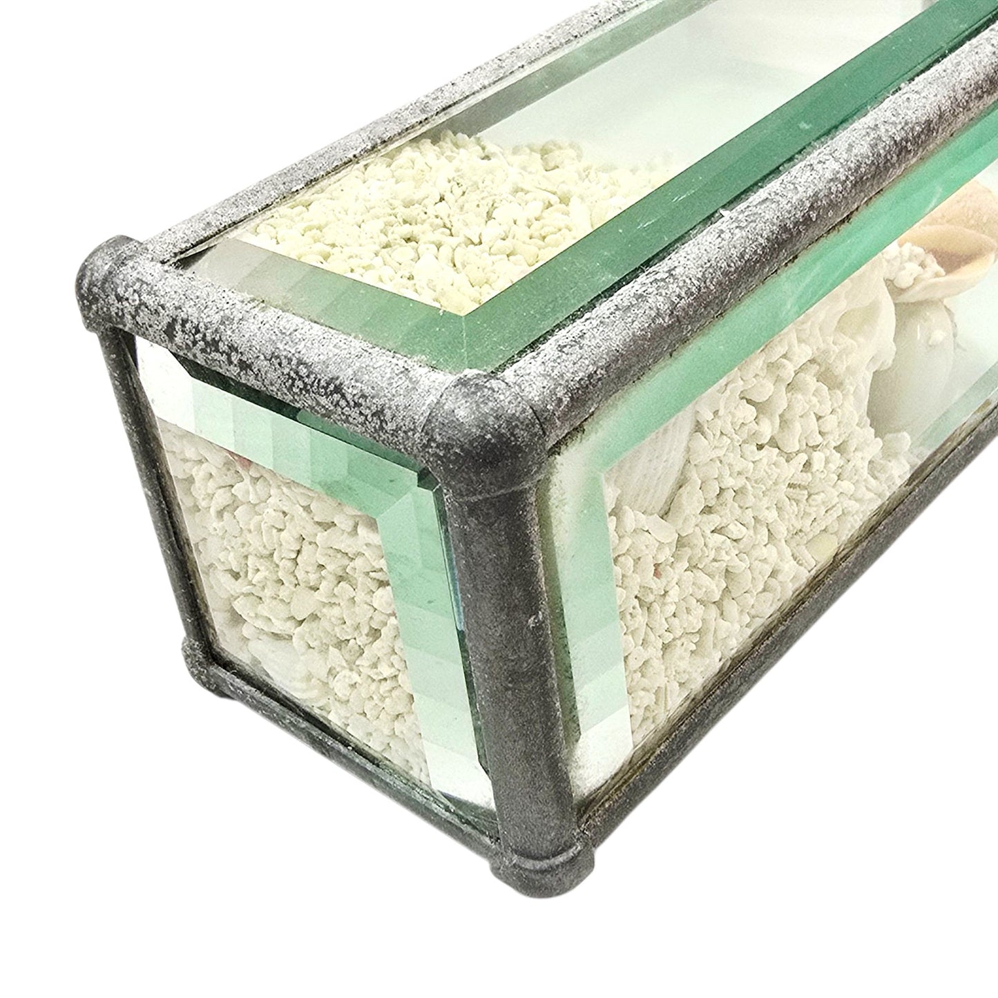 Sand & Shells Beveled Glass Seascape Sand and Shells Paperweight Coastal Decor