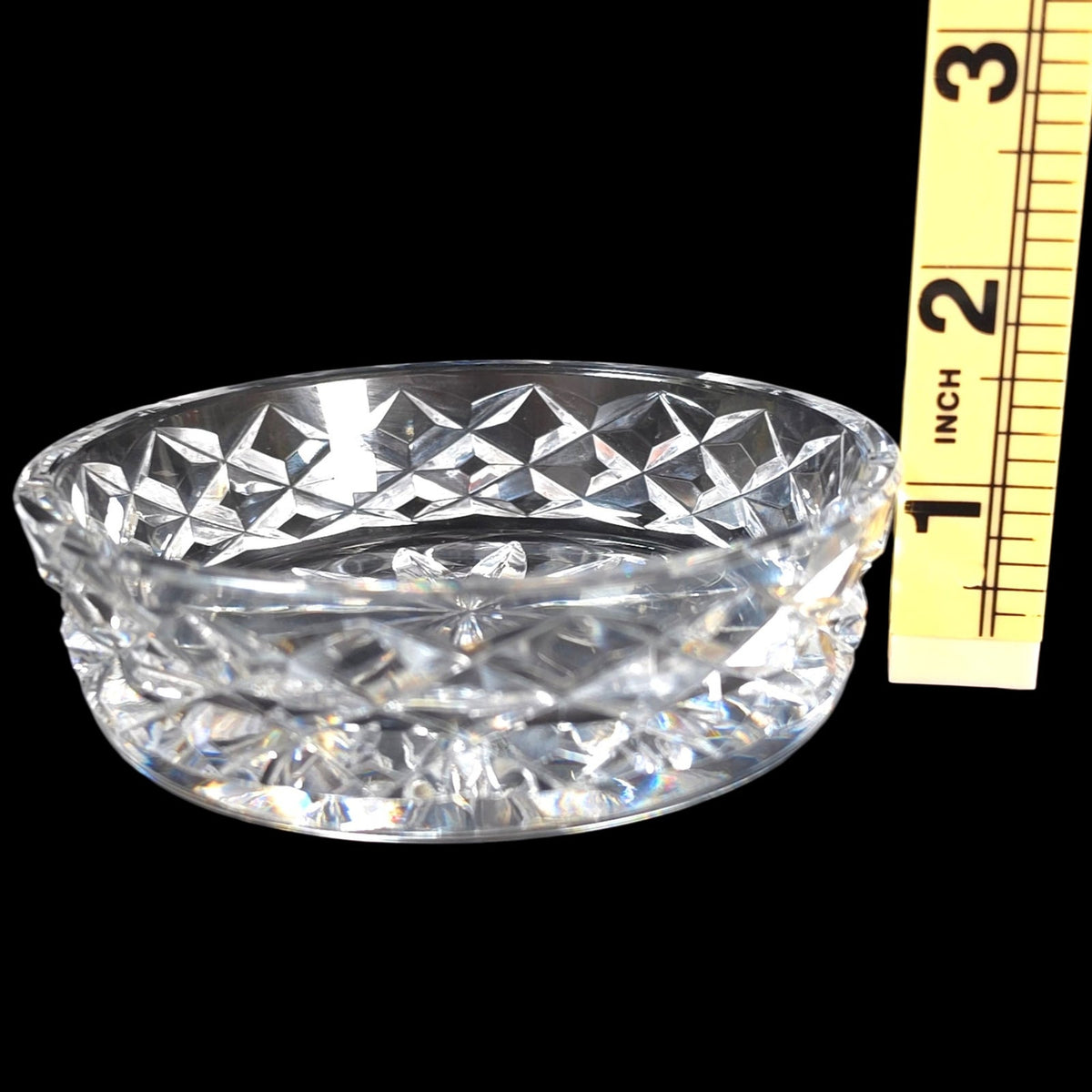 Kinsale Crystal Ireland Hand Cut Signed Wine Bottle Coaster Starburst 4"