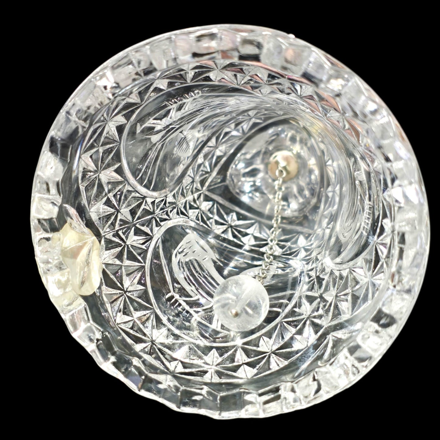 Vtg Hofbauer Byrdes Lead Crystal Bell Germany Red Bird Sticker, Etched Songbird