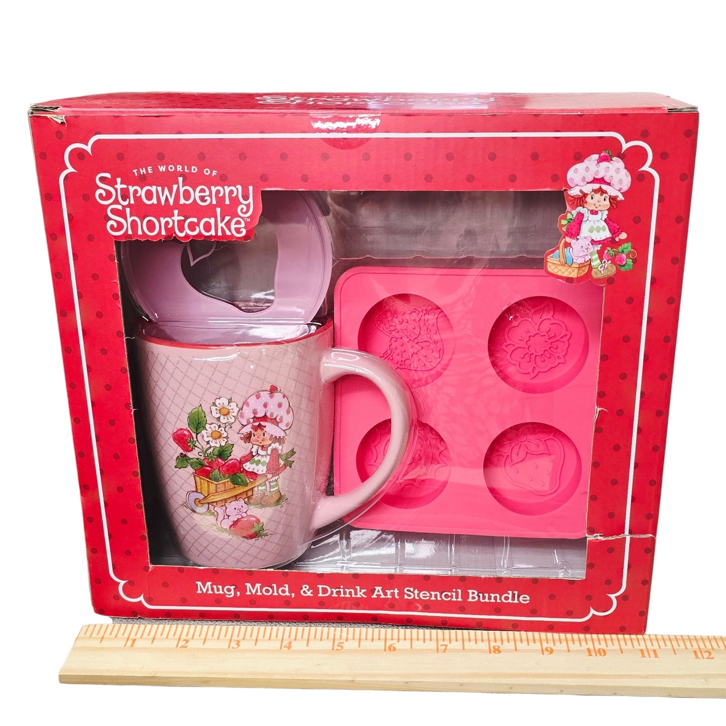 Strawberry Shortcake Mug Mold Drink Art Stencil Gift Set Wildbrain Pink New