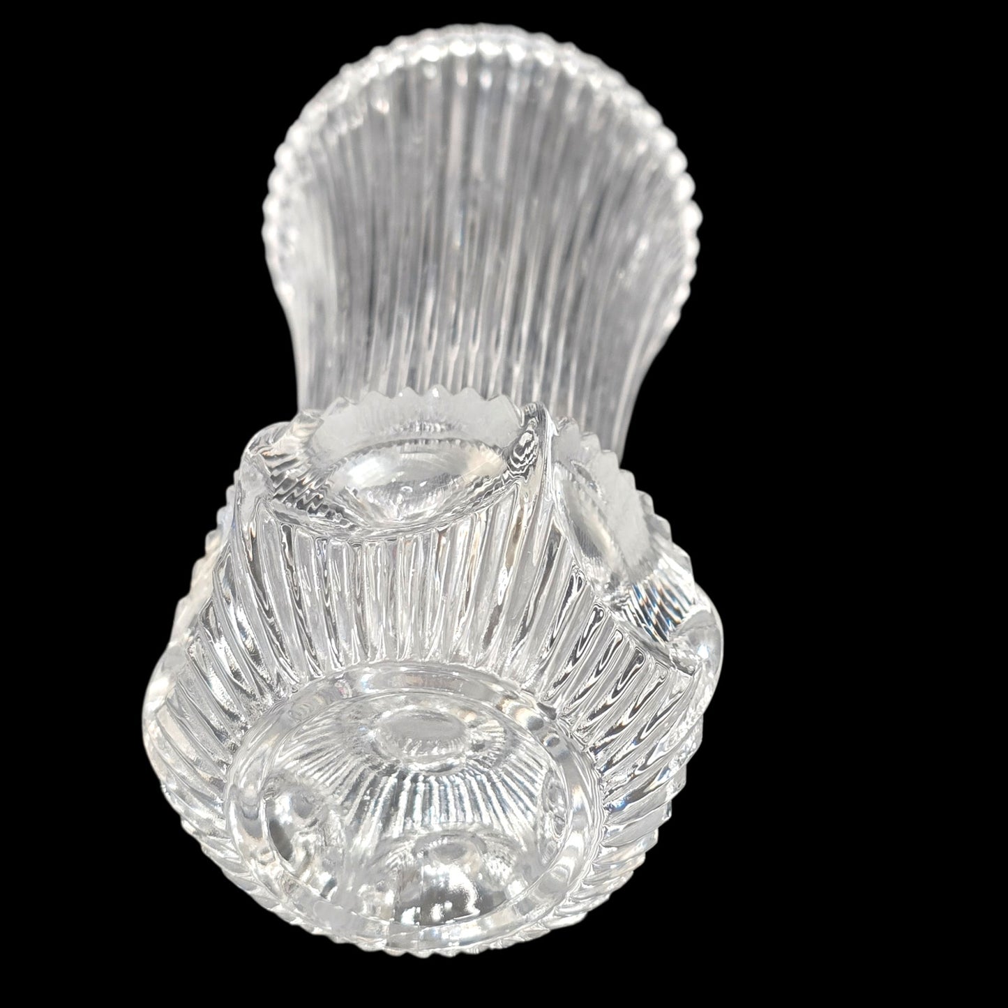 Fostoria Melissa Lead Crystal Bud Vase - 4.75" - Ribbed Thumbprint - 365nm Glow