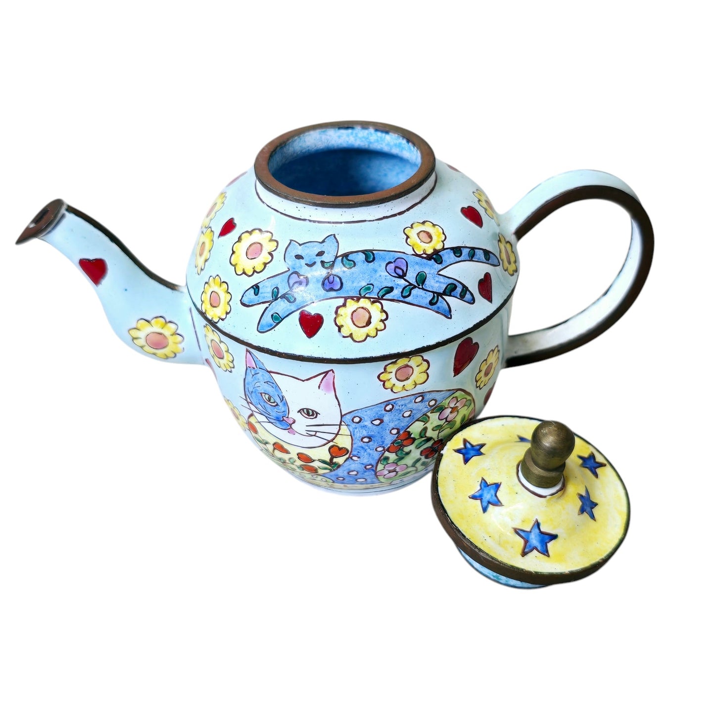 Kelvin Chen Miniature Hand Painted Cat Enamel Teapot