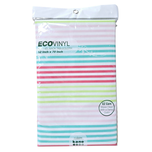 Eco Vinyl Flannel Back Tablecloth Striped 52" x 70"