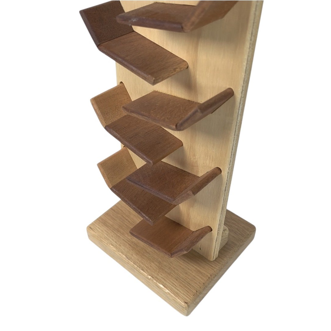 Handcrafted Wooden Zigzag Marble Run Toy Natural Wood Tiered Track