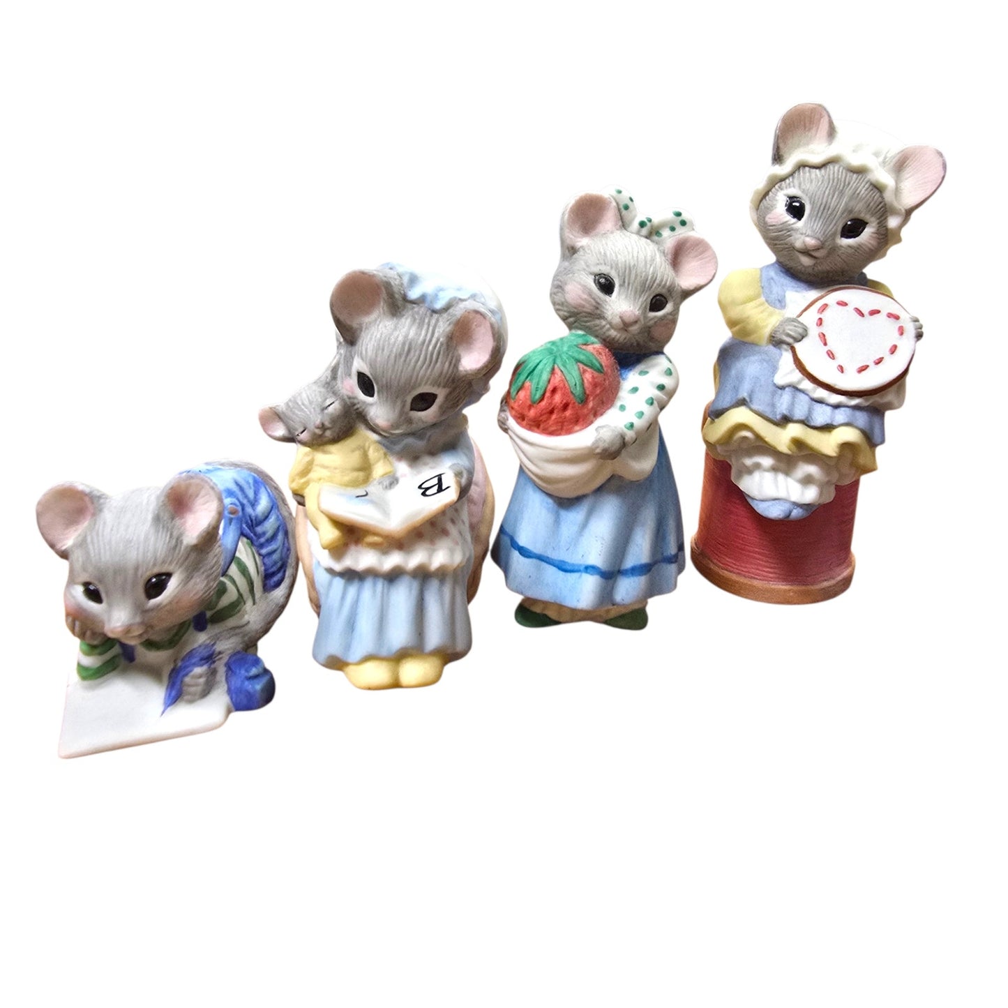 Hallmark Minikins Mouse Figurines Set 4 Vintage Porcelain 1983 Hand Painted