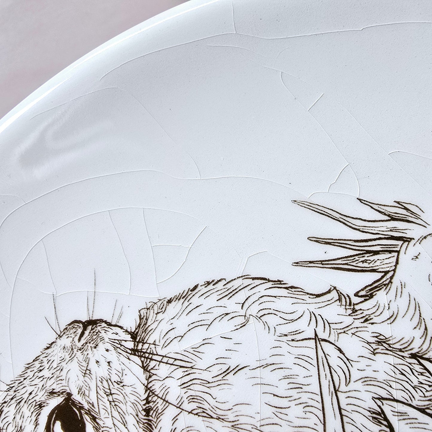 Set 2 Burton & Burton Easter Bunny Plates Brown Sketch Tulips 8.25" AS IS Crazed