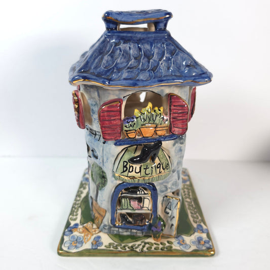 Vintage Blue Sky Clayworks Shoe Boutique Tealight House Heather Goldminc 2000