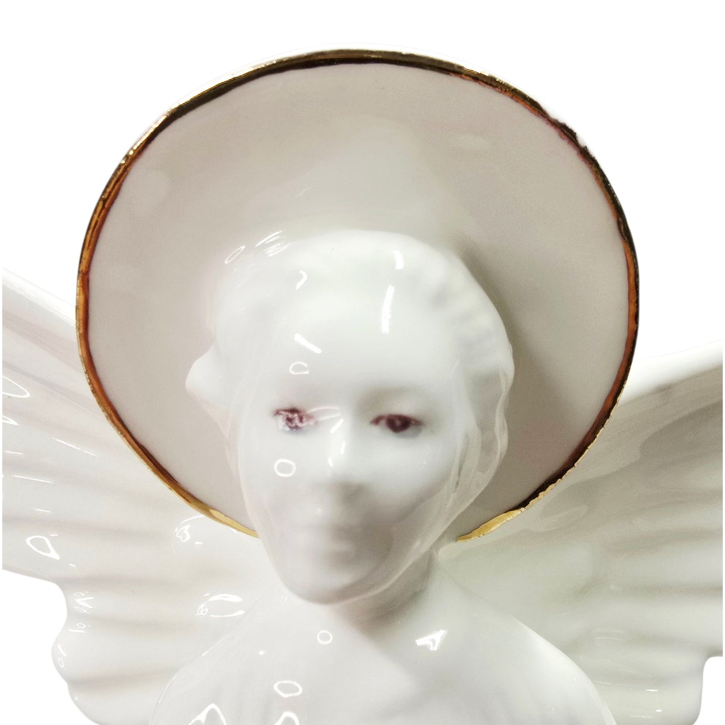 Vtg Harrods London 1990 Porcelain Angel Figurine Fruit Garland Candle Holder