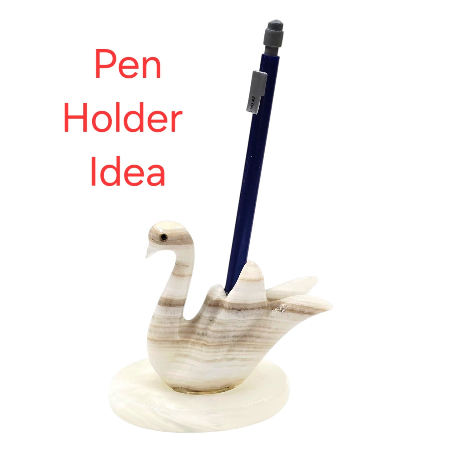Vintage Onyx Swan Pen Holder, Cigarette Stem Holder, Candle Holder, Paperweight