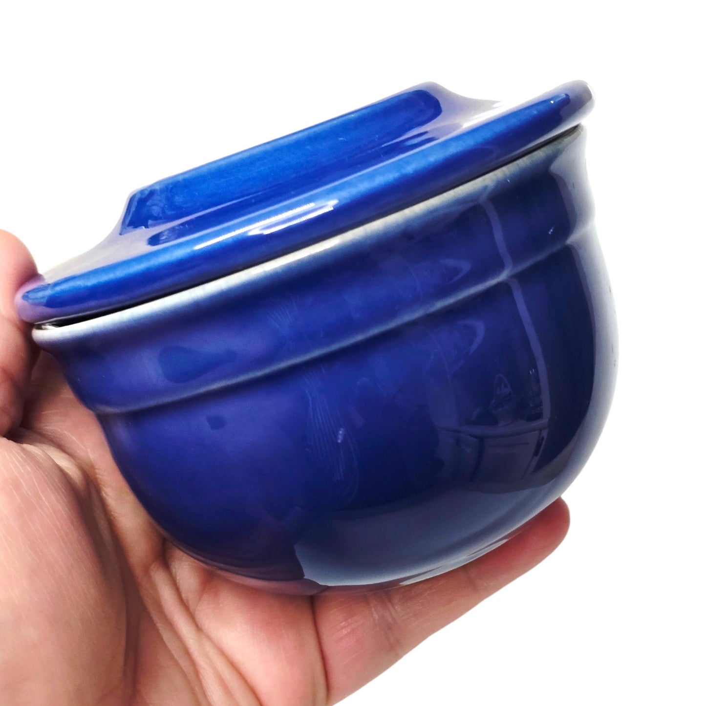 Emile Henry France Blue Ceramic Butter Bell Crock Lidded Dish Pot Stoneware