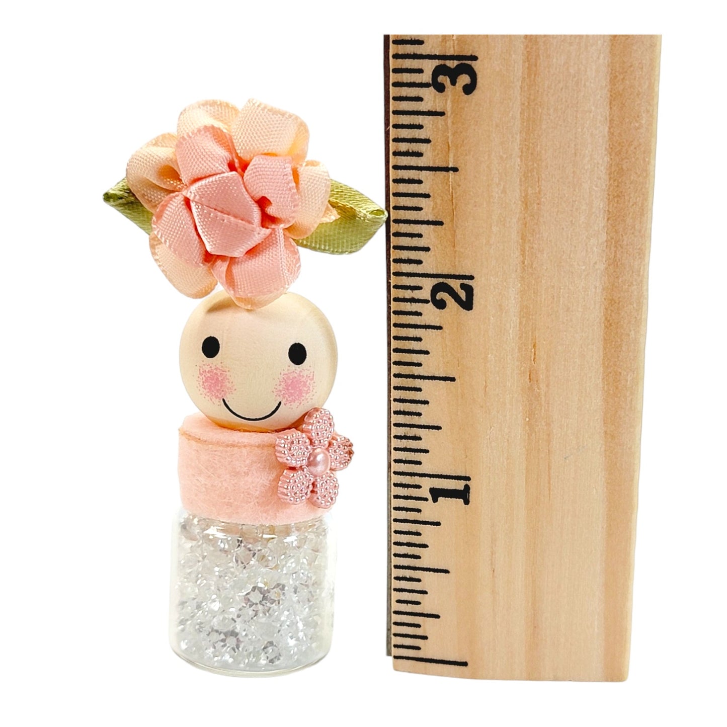 Peach Flower Sparkly Single Hat Pin Holder