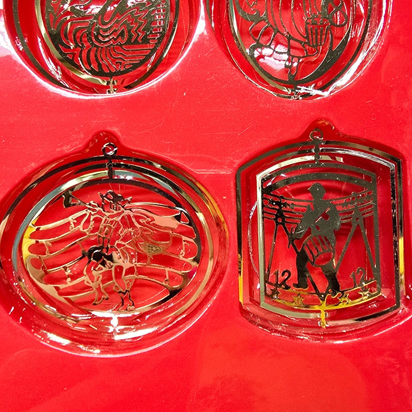 Vintage 12 Days of Christmas Silverplated Cut-Out Ornaments in Original Box