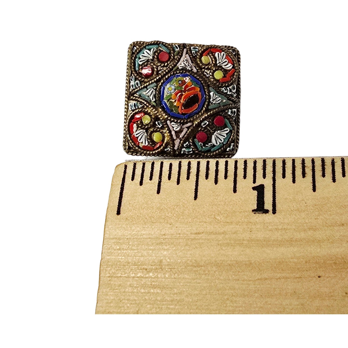 * Antique FAP Italian Fabbrica Angelo Pessar Micro Mosaic Brooch Pin Made in Italy