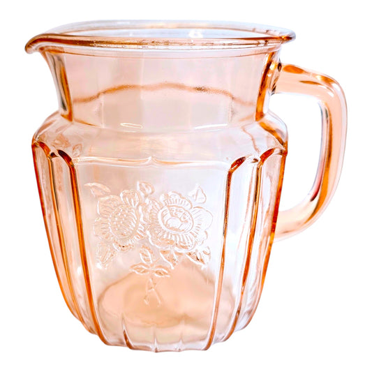 Vintage Mayfair "Open Rose" Pink Depression Glass Water Pitcher, 6"