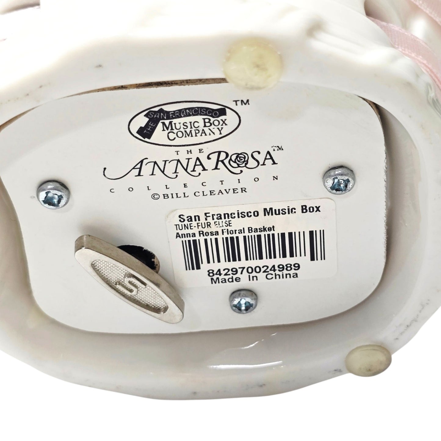 Anna Rosa San Francisco Music Box Floral Basket Lace Porcelain Fur Elise Vintage