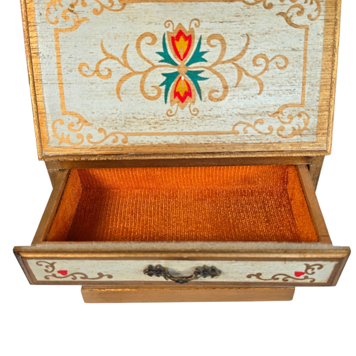 Vintage Italian Florentine Wood Musical Jewelry Box Toyo Impossible Dream