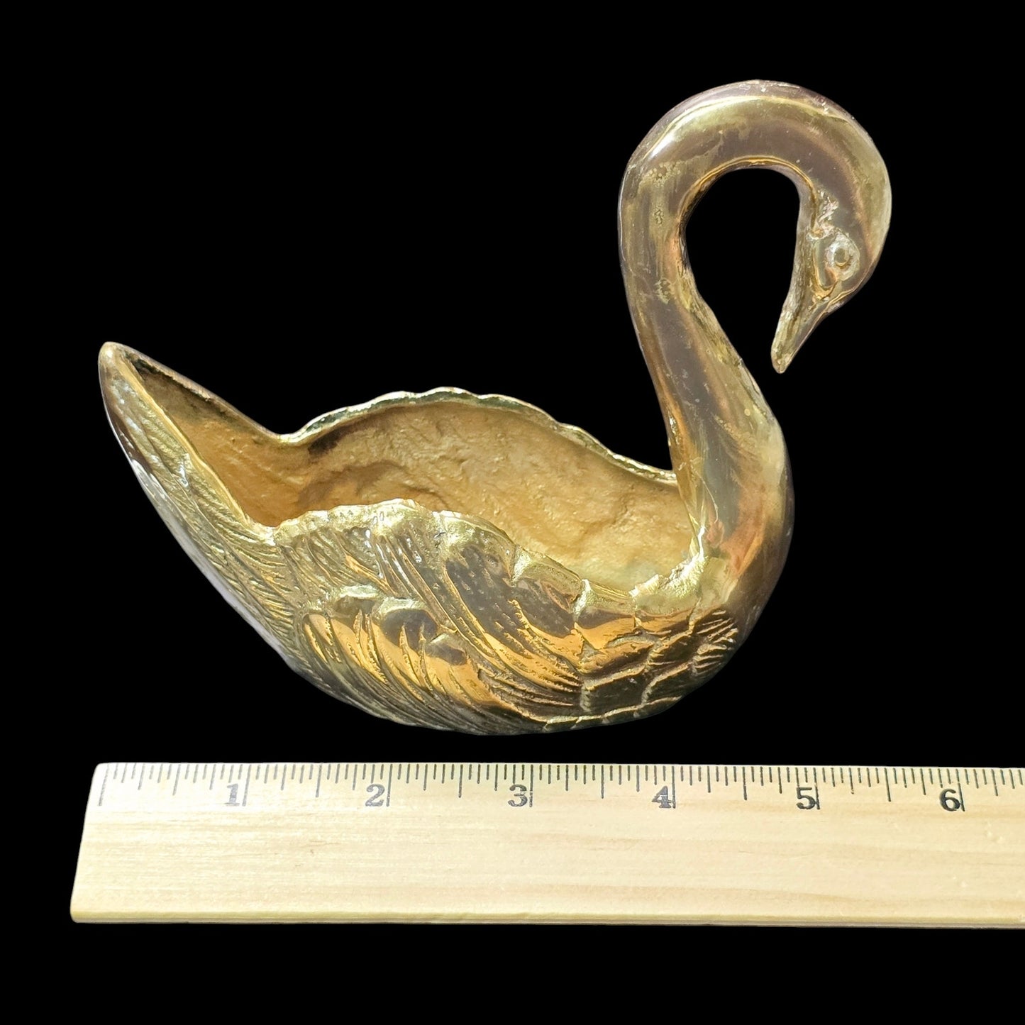 Vintage Brass Swan Planter, Brass Bird, Brass Swan Trinket Holder