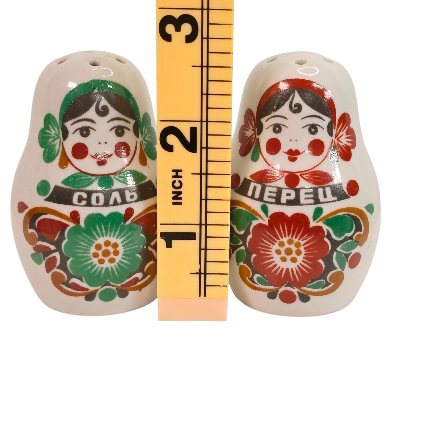Gardner Verbilki Russian Porcelain Matryoshka Condiment Set Salt Pepper Mustard