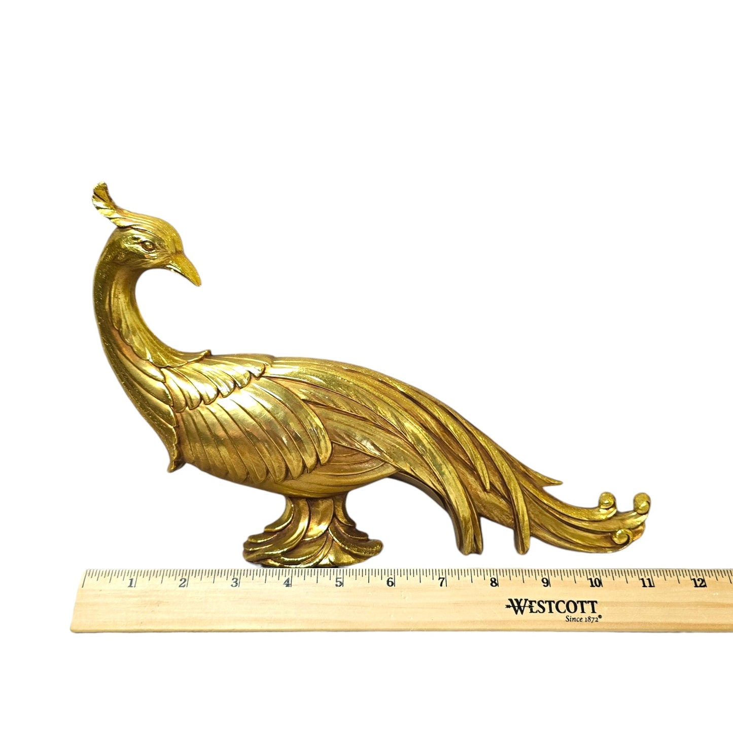 Vintage Syroco Gold Peacock Pheasant Figurines - 1960s Mid Century Hollywood Regency