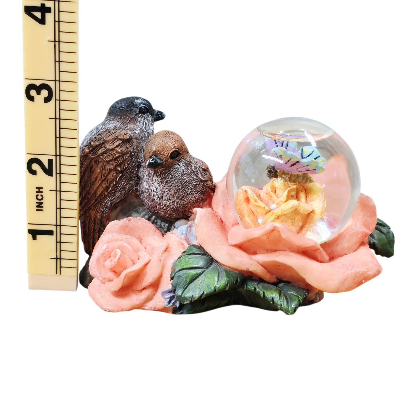 Young’s Inc Resin Bird Rose Figurine Mini Snow Globe Fairy Floral Home Decor