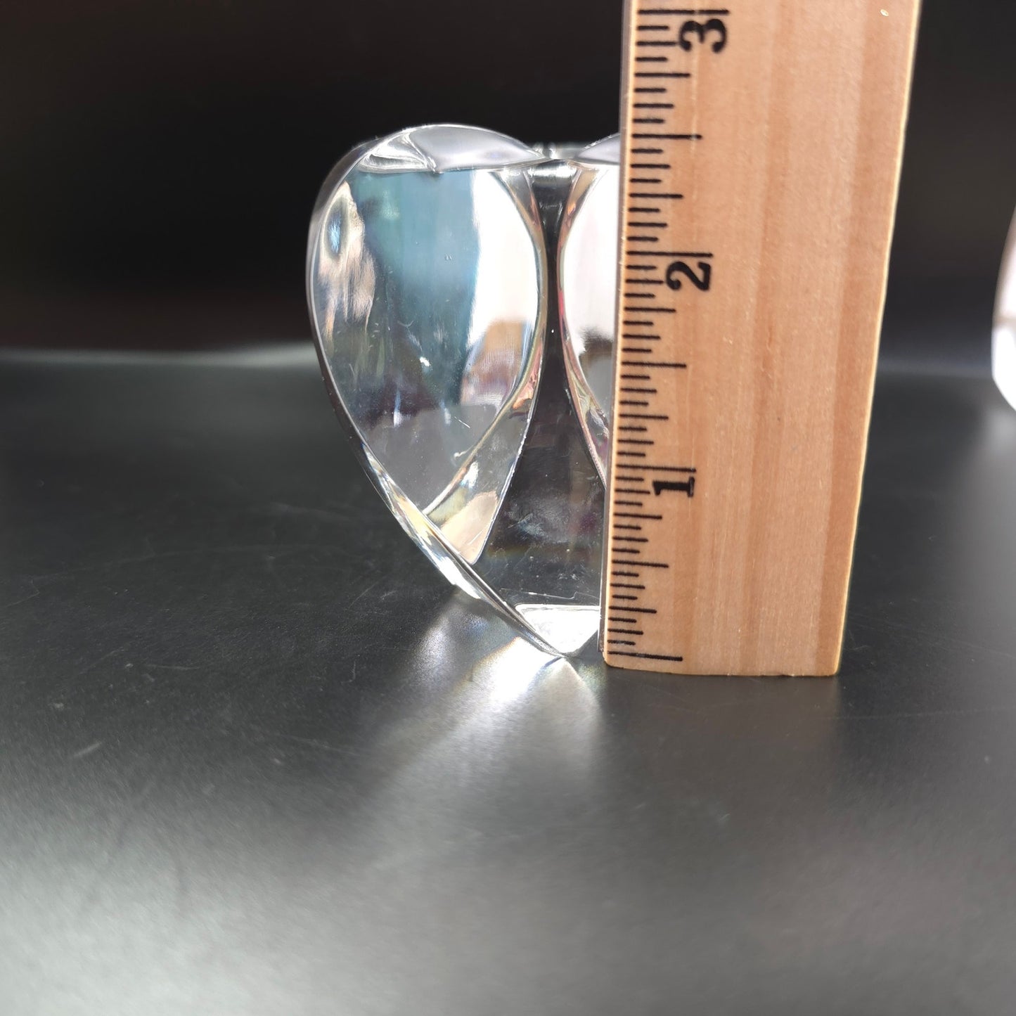 Multi-Faceted Glass Heart Paperweight, 2.5" H