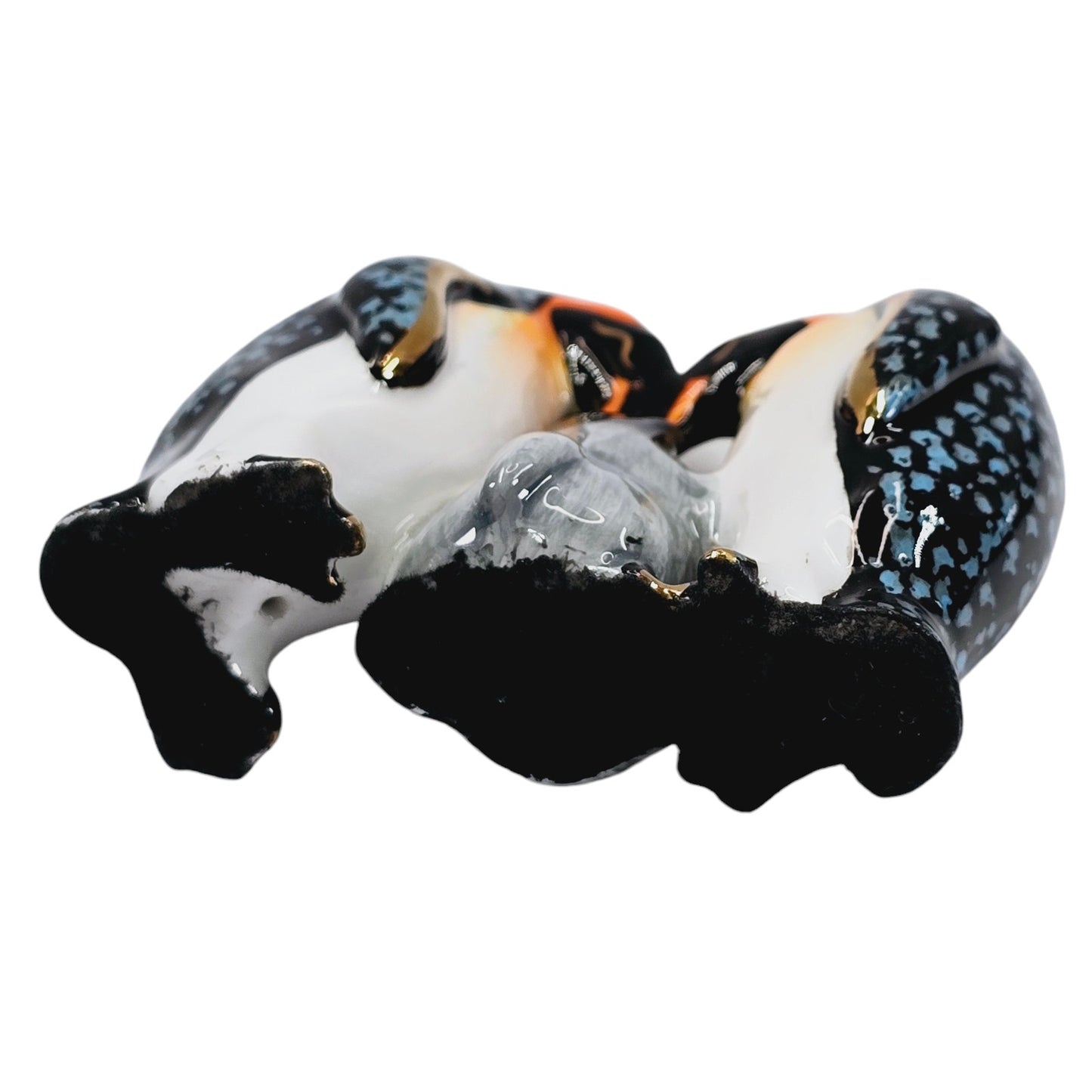 Emperor Penguin Family Ceramic Glazed Figurine, 2" H x 2.5" W