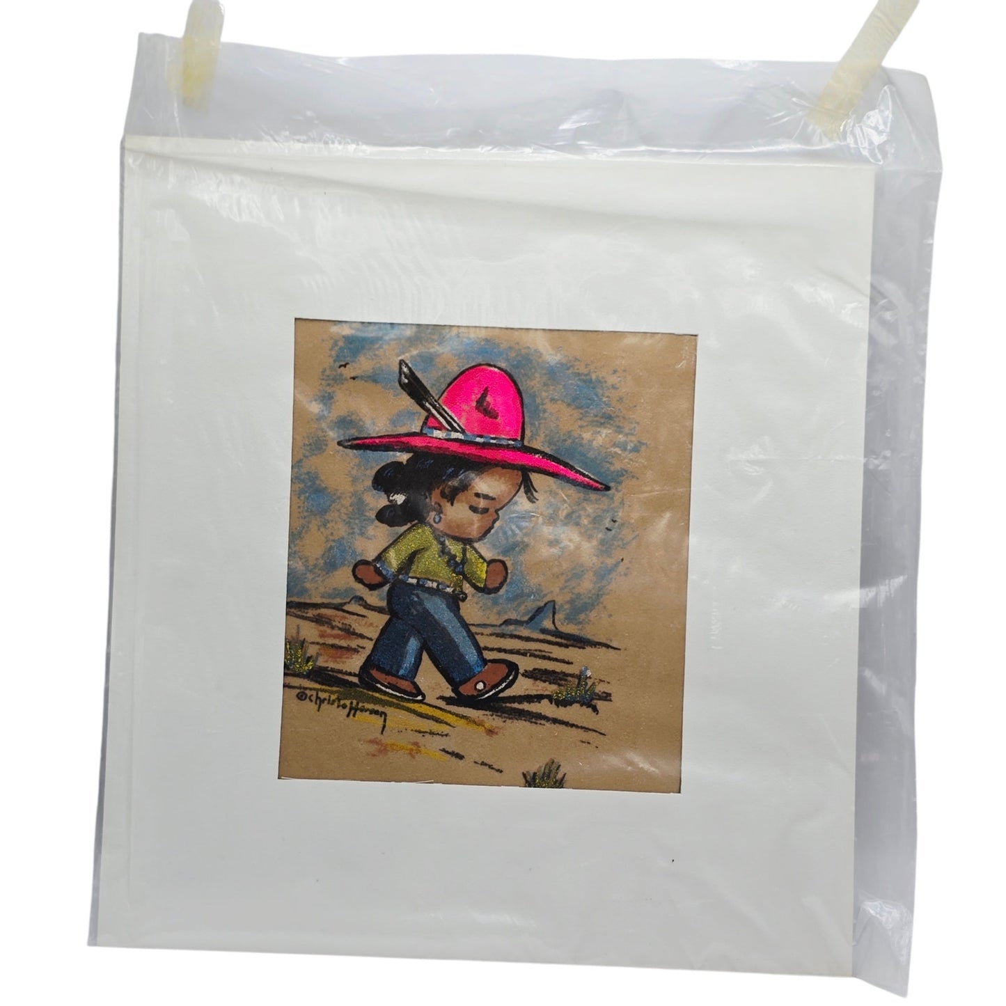 Gerda Christoffersen Signed Tewa Silk Screen Print Native American Child Papoose