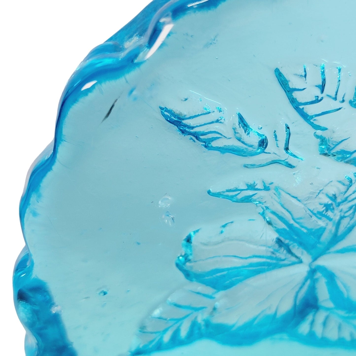 Blue Glass Hibiscus 🌺 Reverse Carved Crystal Art Glass Paperweight