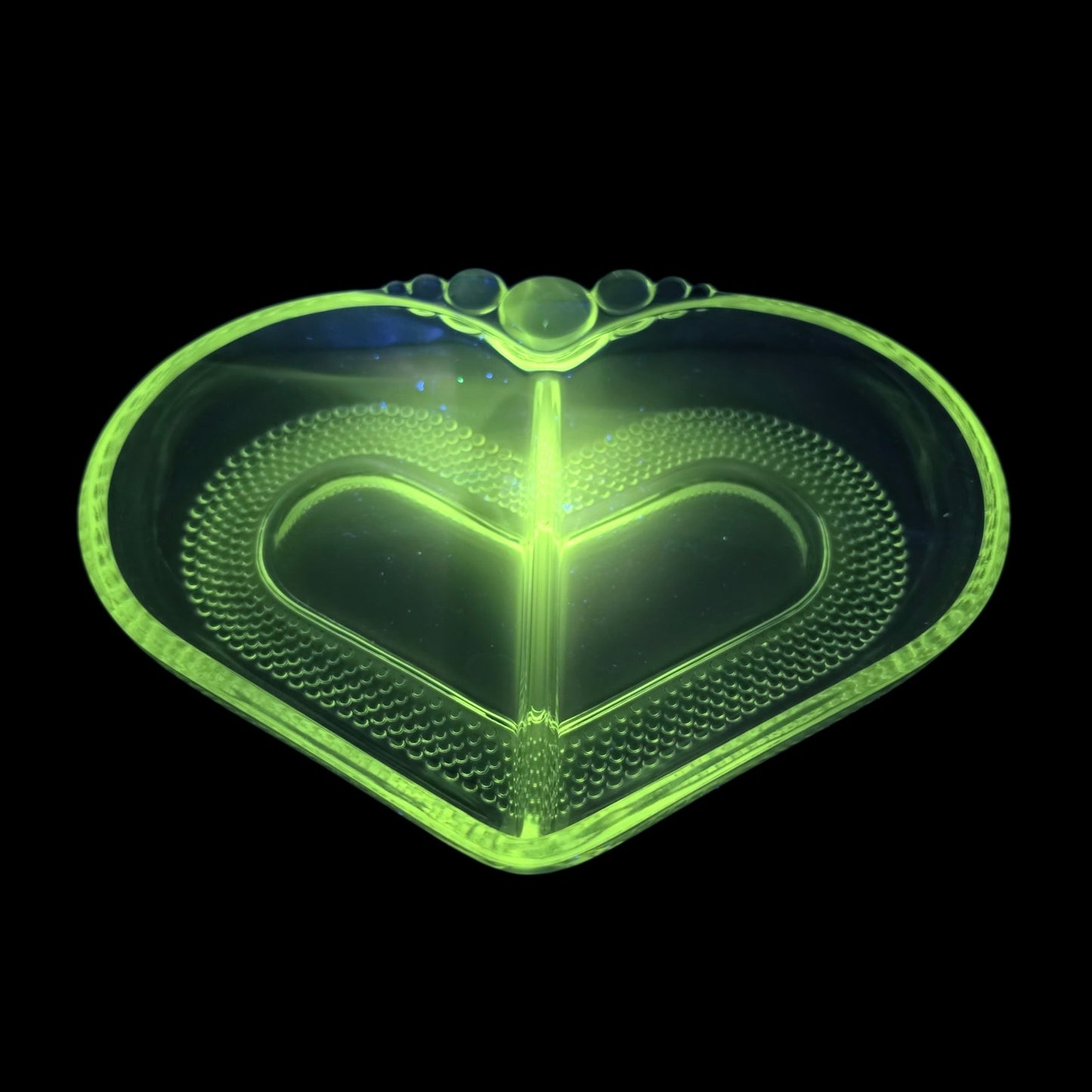 Vtg Duncan & Miller Divided Heart Glass Dish 365 UV Teardrop Pattern EUC No. 301