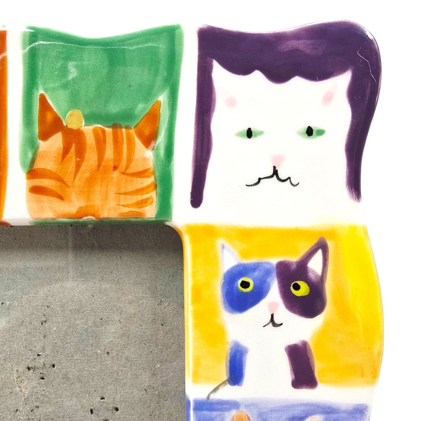 AS IS Colorful Cat Ceramic Picture Frame, Read